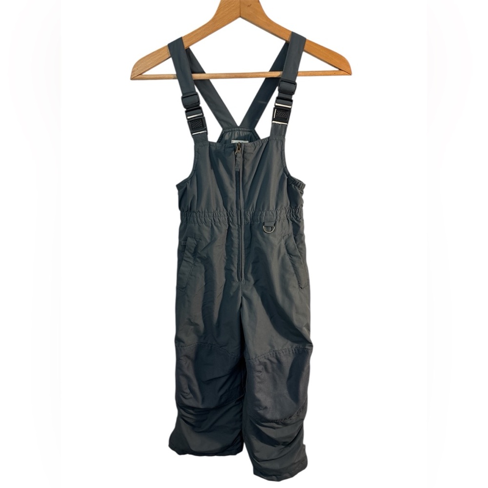 Lands End Squall Winter Snow Ski Bibs Pant Overalls Kids Size 5 Gray Iron Knee